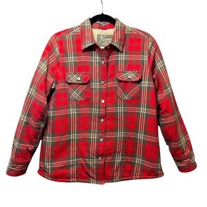 Natural Reflections Sherpa Lined Flannel Shacket Shirt Jacket‎ Large Red Plaid